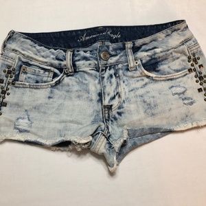 American Eagle Acid Wash Distressed Jean Shorts